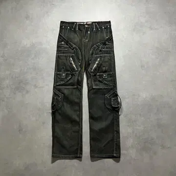 00s y2k 기믹 펑크 블랙 데님 진
