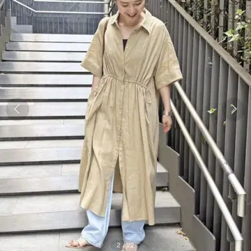 스픽 앤 스팬 허리 개더 셔츠 원피스