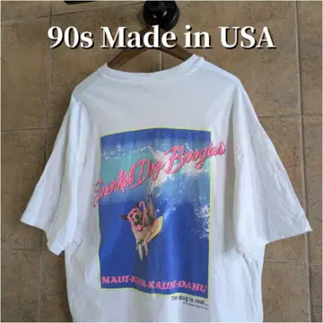 90s USA제 Snorkel Bob's 애니멀 개 티셔츠 L
