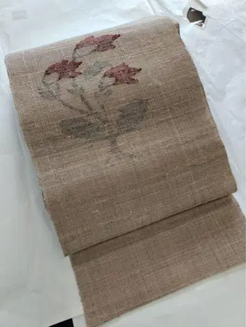 꽃무늬 자수 나고야 오비 베이지 계열