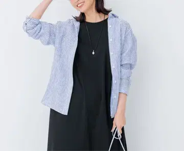 23구 셔츠 린넨 셔츠 리베코 블라우스 린넨 블루 40 LIBECO