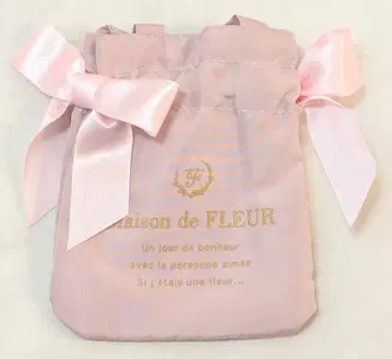 후쿠야 Maison de FLEUR 더블 리본 개더 토트백 키링 핑크