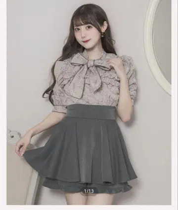 Piumo 토와르 주이 파이핑 보타이 블라우스