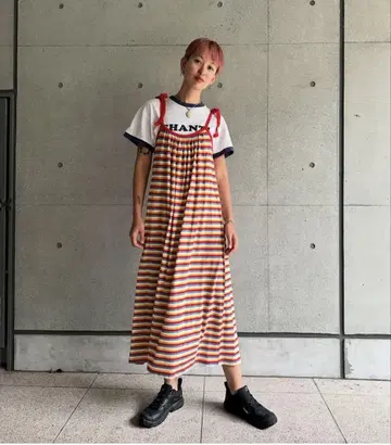 오오시마 레이 멀티 보더 원피스 oshima rei OP KIN