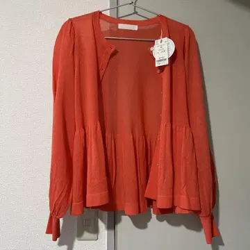 미사용 택 포함 어반 리서치 피치 오렌지 프릴 디자인 가디건