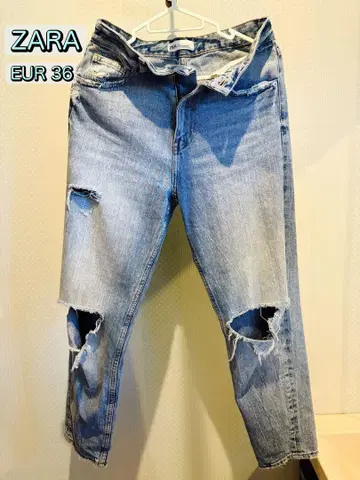 ZARA 청바지 데미지 가공 EUR 36 라이트 블루 여성용