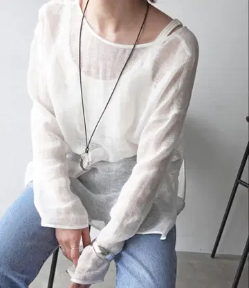 메쉬 린넨 풀오버