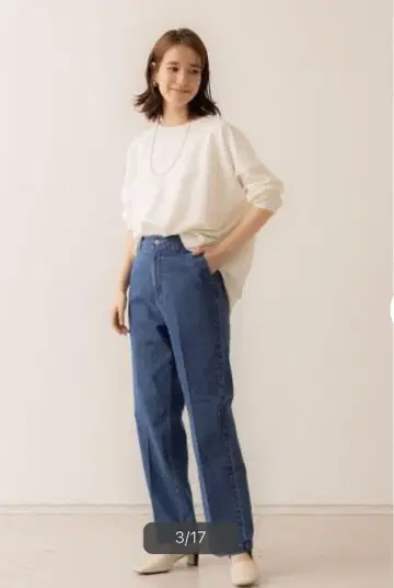 abahouse mavie [감탄] 세미 와이드 데님 팬츠