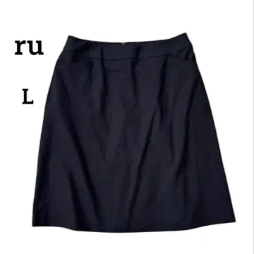 아루유 스트라이프 스커트 실크 혼방 무릎 기장 L 네이비 포켓