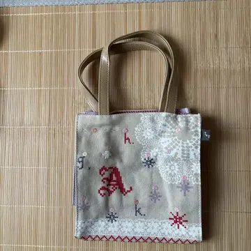 새상품급 자수 토트백 베이지