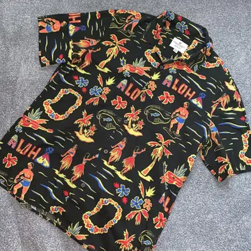 American Eagle 세련된 알로하 셔츠 블랙 M