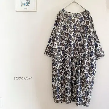 studio CLIP 플라워 프린트 린넨 원피스 512r