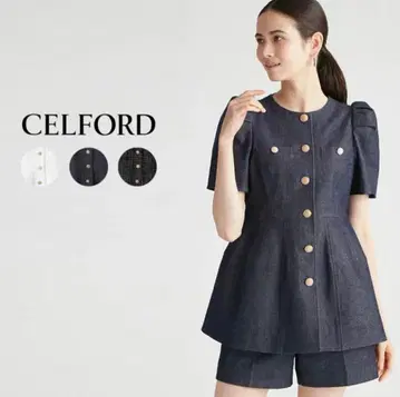 CELFORD 하프 슬리브 노카라 자켓