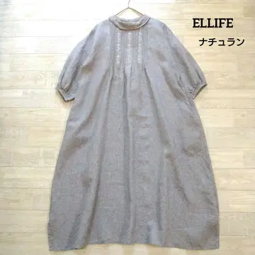 ELLIFE 엘리페 핀턱 꽃무늬 자수 린넨 원피스 F 내추럴