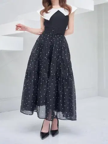 Darich 빅 칼라 오간자 도트 원피스