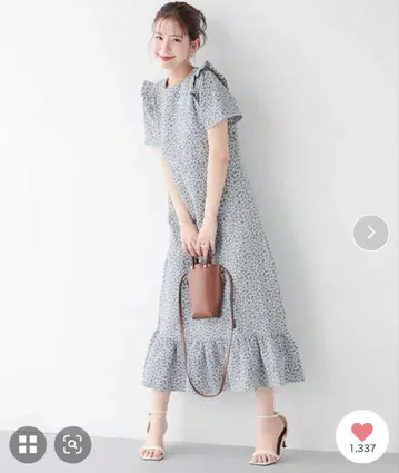 Fit more 플라워 자카드 티어드 원피스
