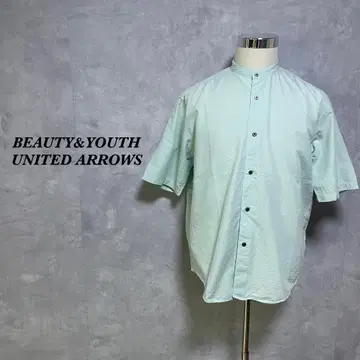 BEAUTY&YOUTH 밴드 카라 셔츠 반팔 그린 계열 M 4161