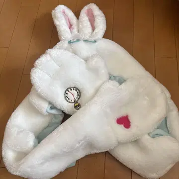 디즈니 화이트 토끼 캡 모자 머플러