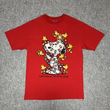 00s~ PEANUTS Tee 반팔 티셔츠 캐릭터 T 빨간색 멕시코제