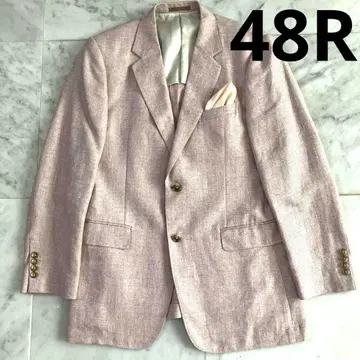 빅 사이즈  옅은 팥색  린넨 혼방 테일러드 자켓  실크 포켓 부착
