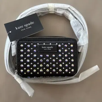 kate spade 블랙 스톤 장식 카드 케이스 미니백