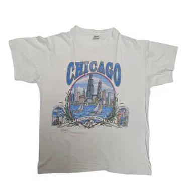 빈티지 CHICAGO 그래픽 티셔츠 화이트