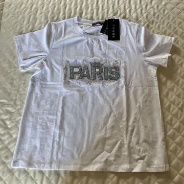 PARIS 로고 화이트 티셔츠 반팔