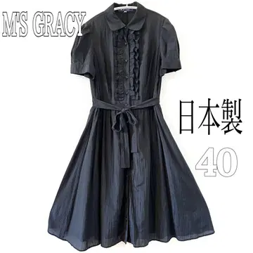 M'S GRACY 프릴 원피스 허리 리본 일본제 A 라인 40 사이즈
