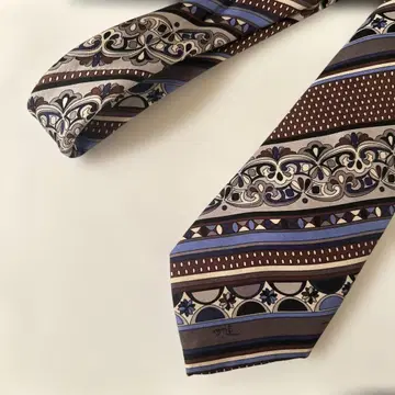 EMILIO PUCCI 실크 넥타이 브라운 블루