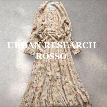 URBAN RESEARCH ROSSO V넥 꽃무늬 롱 원피스 긴팔