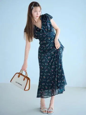빈티지 프린트 쉬폰 원피스