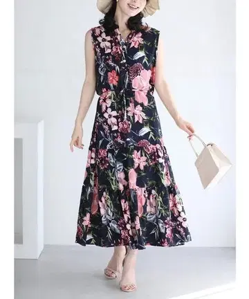 cawaii 카와이이 꽃무늬 롱 원피스 리조트 원피스 프리