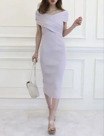 ROYAL PARTY 연보라 슬리브리스 원피스