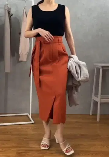 COHINA 부처 새시 벨트 타이트 스커트