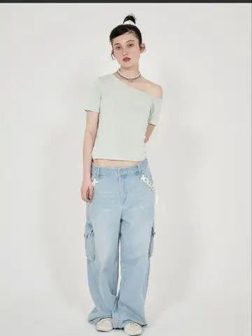 허리 리본 데님 팬츠 TINA: JOJUN