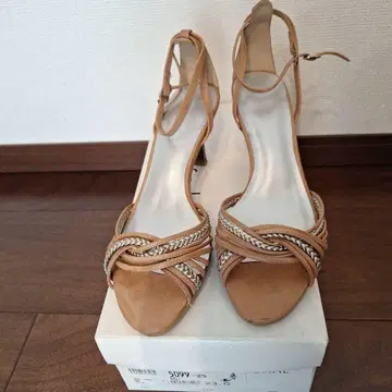 fed 베이지 뜨개질 스트랩 샌들 23cm