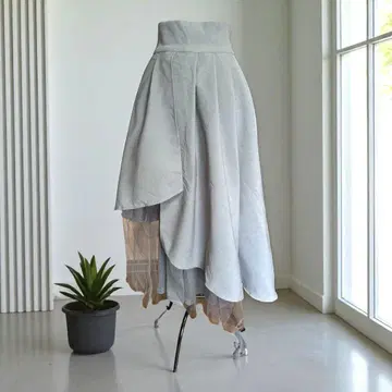 GRL 그레이 플레어 롱 스커트 튤 레이어 파티 S
