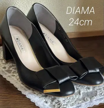 DIANA 다이애나 블랙 힐 24cm 리본 펌프스 레이저 일본제