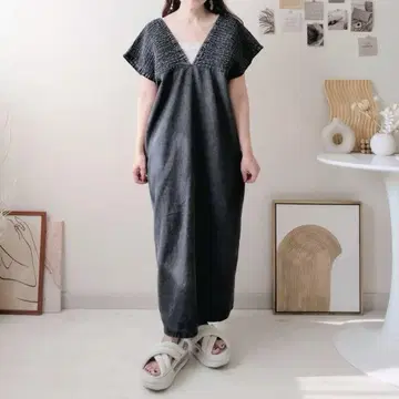 시마무라 셔링 데님 원피스 블랙 M 사이즈