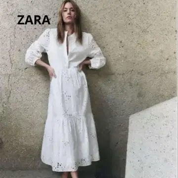 미사용 새상품 ZARA 자라 컷워크 원피스 자수 티어드