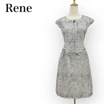 새상품급 Rene 르네 원피스 34/여성용 보더 베이지 일본제