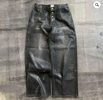 불량 코팅 이중 무릎 데님
