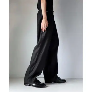 00s 와이드 슬랙스 블랙 린넨 100% 2턱 여름 블랙 모드