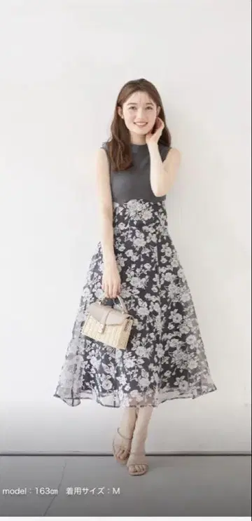 토코 클로젯 백 리본 시어 플라워 원피스 롱 원피스 M