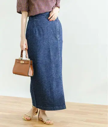 URBAN RESEARCH 면 린넨 데님 타이트 스커트