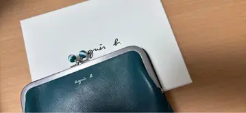 에네스베 가마구치 두겹 접이식 지갑 그린 가죽 박스 포함