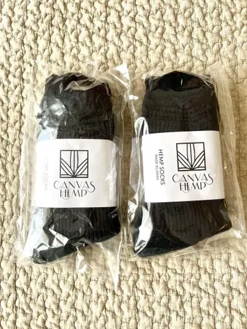 CANVAS HEMP 헴프 리브 크루 & 파일 숏 삭스 블랙 4켤레 세트