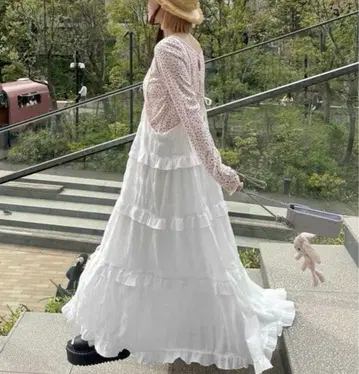 wcloset 티어드 프릴 원피스 화이트