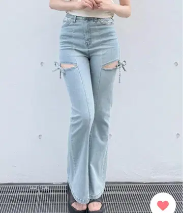 nomae 사이드 리본 플레어 데님 RESEXXY INGNI 데님