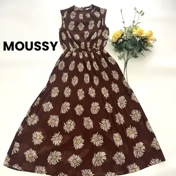 MOUSSY 꽃무늬 슬리브리스 롱 원피스